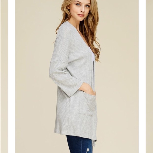 Blush Waffle Knit Cardigan with pockets - Picture 5 of 8